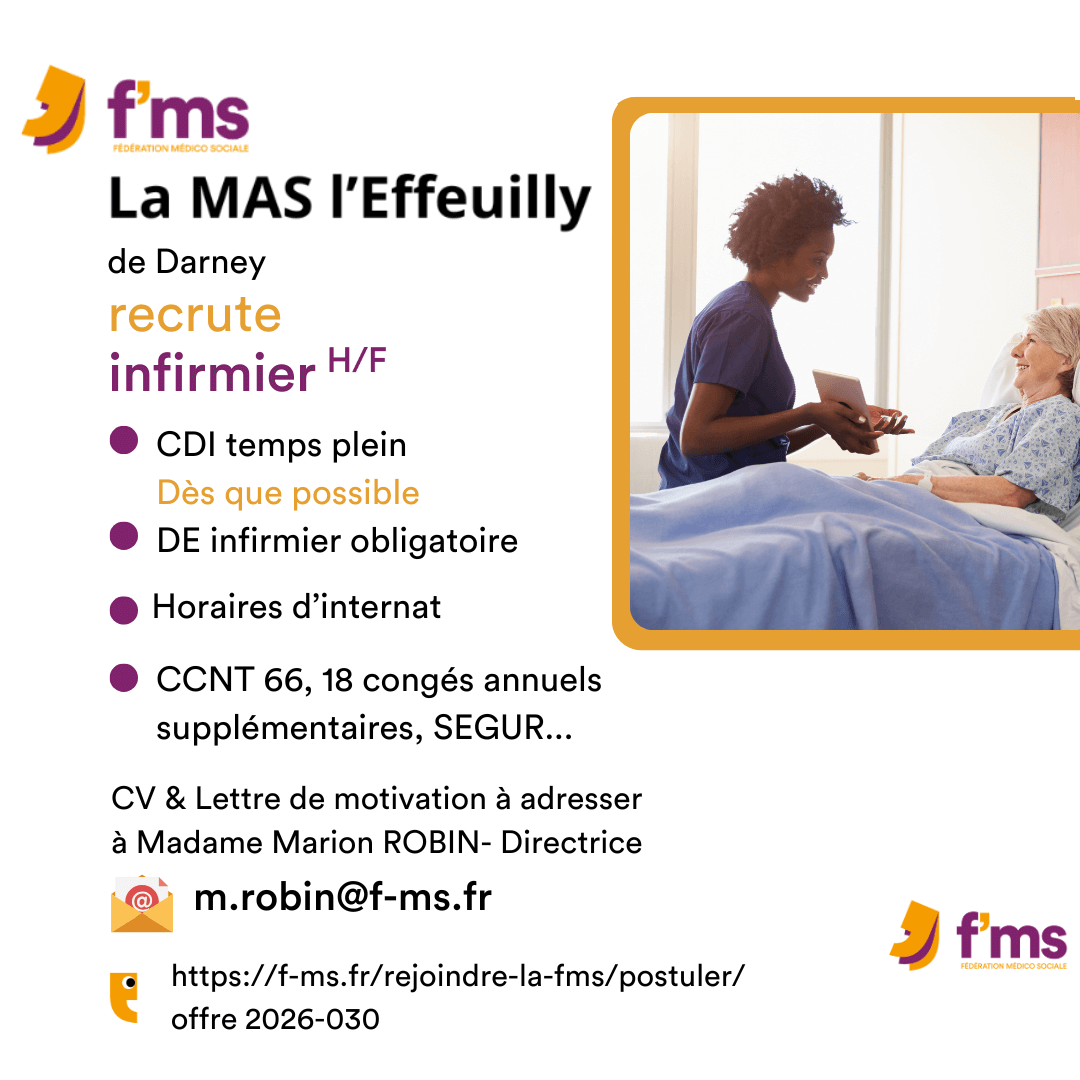 federation medico sociale fms offre emploi visuel 2026 030 CDI TPS PLEIN MAS EFFEUILLY recrute IDE HF 31 FMS | Fédération Médico Sociale