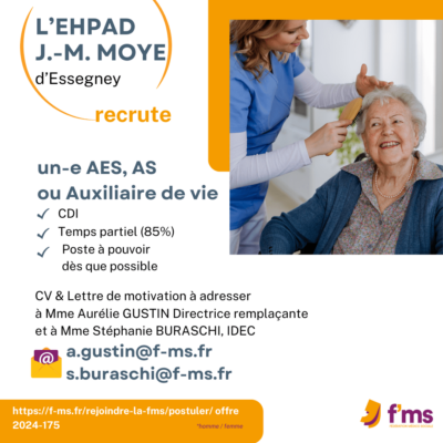 federation medico sociale fms postuler L EHPAD ESSEGNEY recrute un e AES AS ou AUX vie CDI temps partiel 524 e1731162829757 FMS | Fédération Médico Sociale