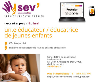 federation medico sociale fms postuler le sev d epinal recrute un educateur jeunes enfants h f cdi temps plein 