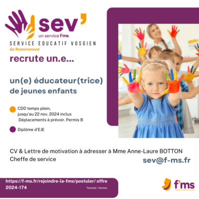 federation medico sociale fms postuler le sev remiremont recrute eje cdd tempsplein 