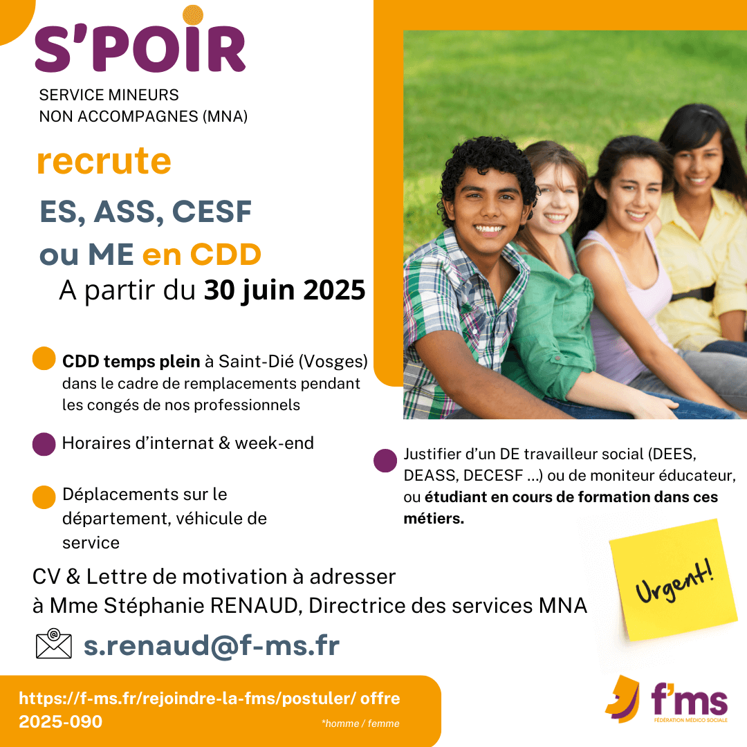 federation medico sociale fms postuler2025 2025 090 CDD TPS PLEIN S POIR ES ASS CESFouME H F 95 FMS | Fédération Médico Sociale