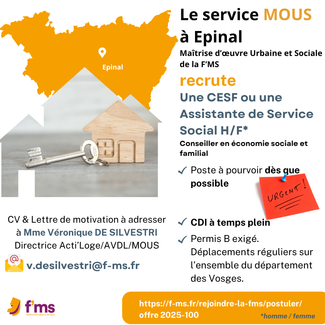 federation medico sociale fms postuler2025 2025 100 CDI TPS PLEIN MOUS CESF HF 105 FMS | Fédération Médico Sociale