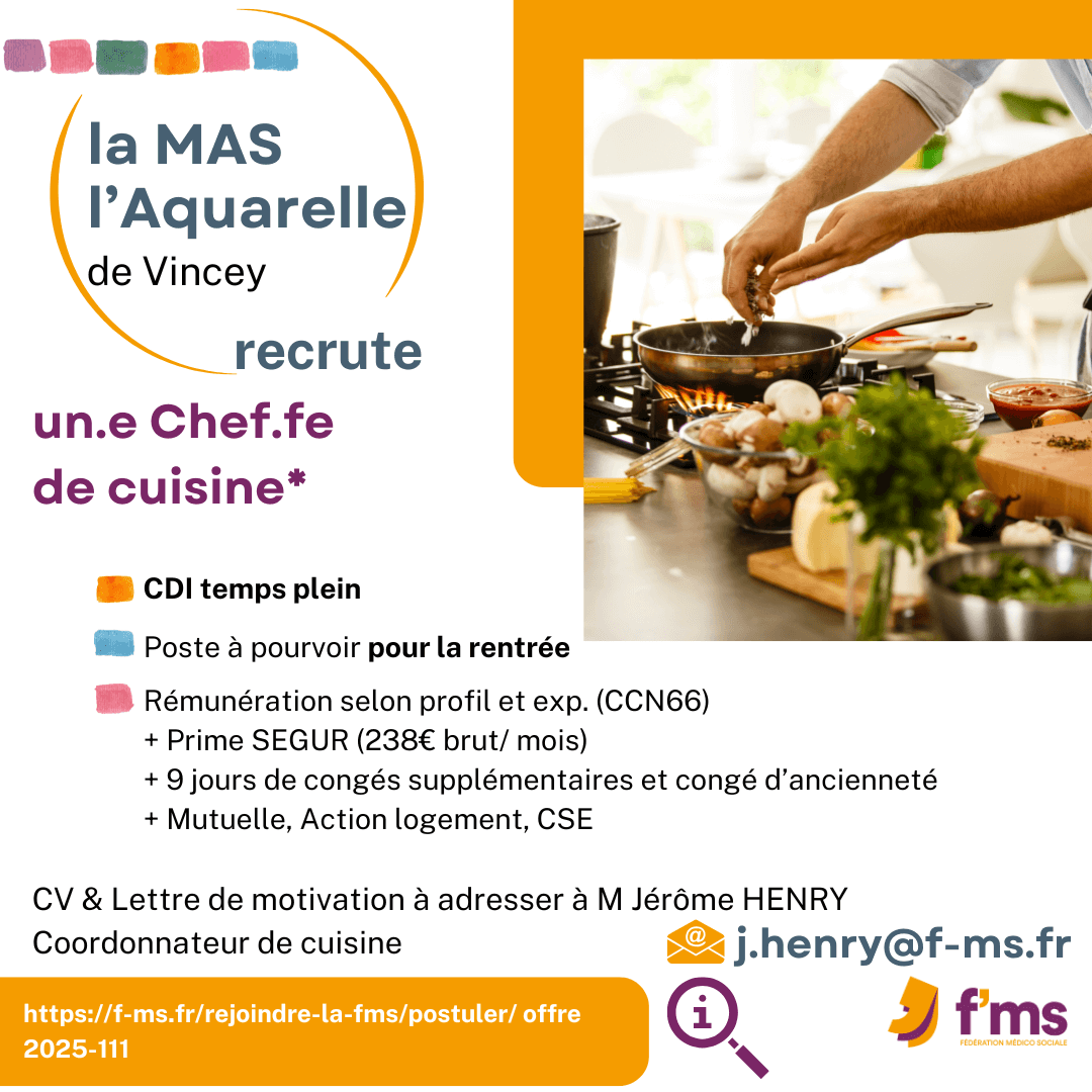 fms postuler mas aquarelle recrute chef cuisine hf