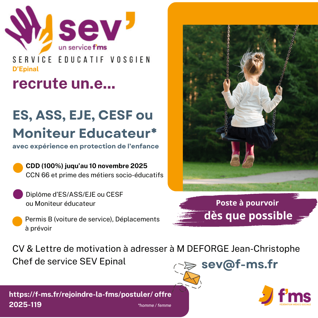 federation medico sociale fms postuler2025 2025 119 CDD TPS PLEIN SEV EPINAL ES HF 125 FMS | Fédération Médico Sociale
