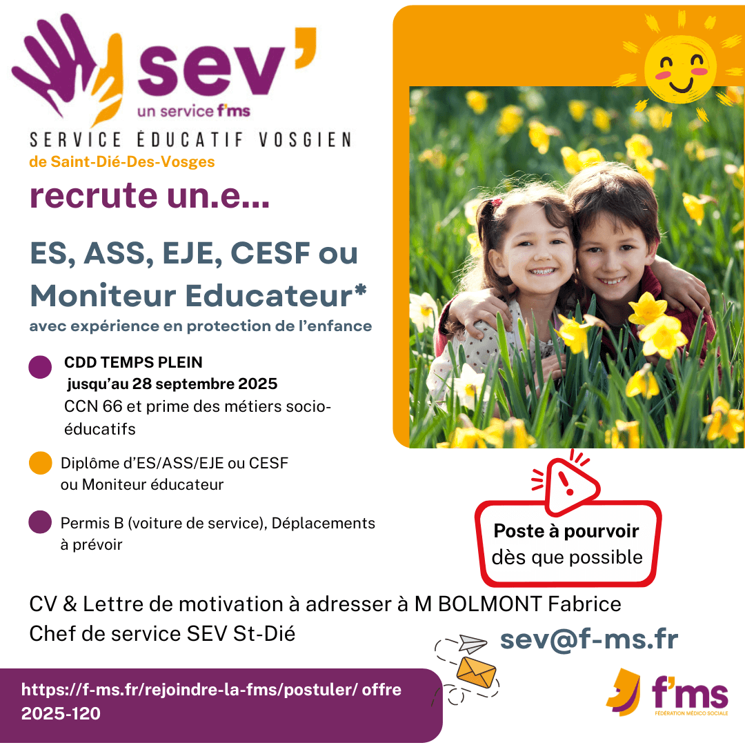 federation medico sociale fms postuler2025 2025 120 CDD TPS PLEIN SEV ST DIE ES HF 124 FMS | Fédération Médico Sociale