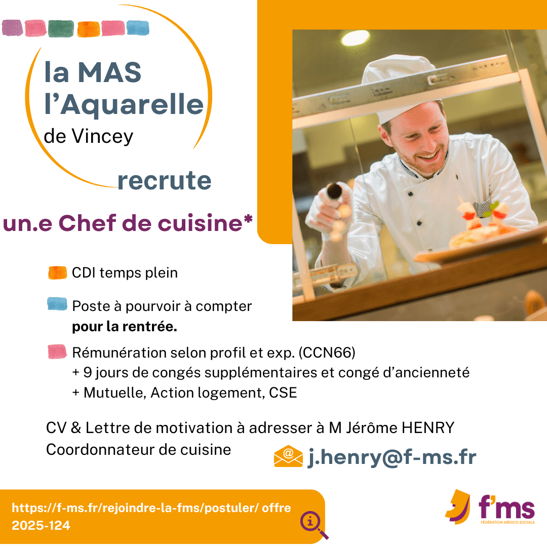 postuler mas aquarelle cuisinier hf cdi tps plein fms