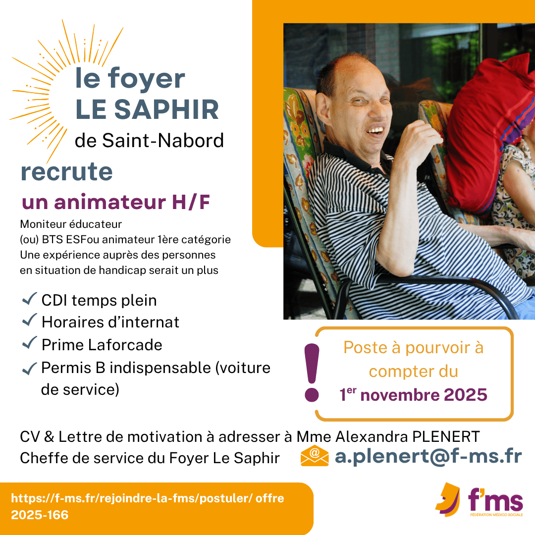 Le Foyer Le SAPHIR recrute animateur HF fms postuler le foyer saphir recrute animateur hf