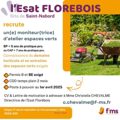federation medico sociale fms postuler2025 L ESAT FLOREBOIS recrute un e moniteur atelier espaces vert CDD 2 mois tps plein 25 e1740403013577 FMS | Fédération Médico Sociale