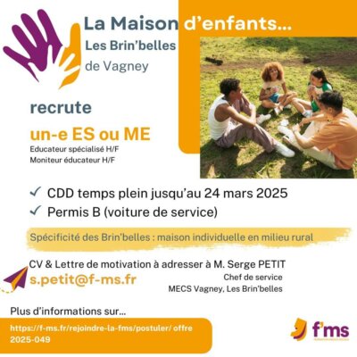 federation medico sociale fms postuler2025 La MECS de vagney recrute ES ou ME en CDD temps plein 44 e1742112352510 FMS | Fédération Médico Sociale